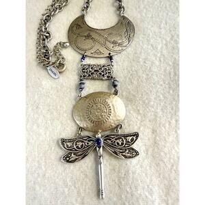 necklace vintage Chico’s Dragonfly Medallion Statement Necklace
